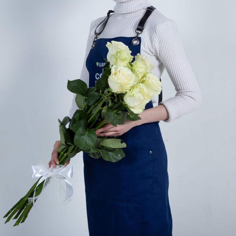 Букет 7 белых роз премиум Эквадор